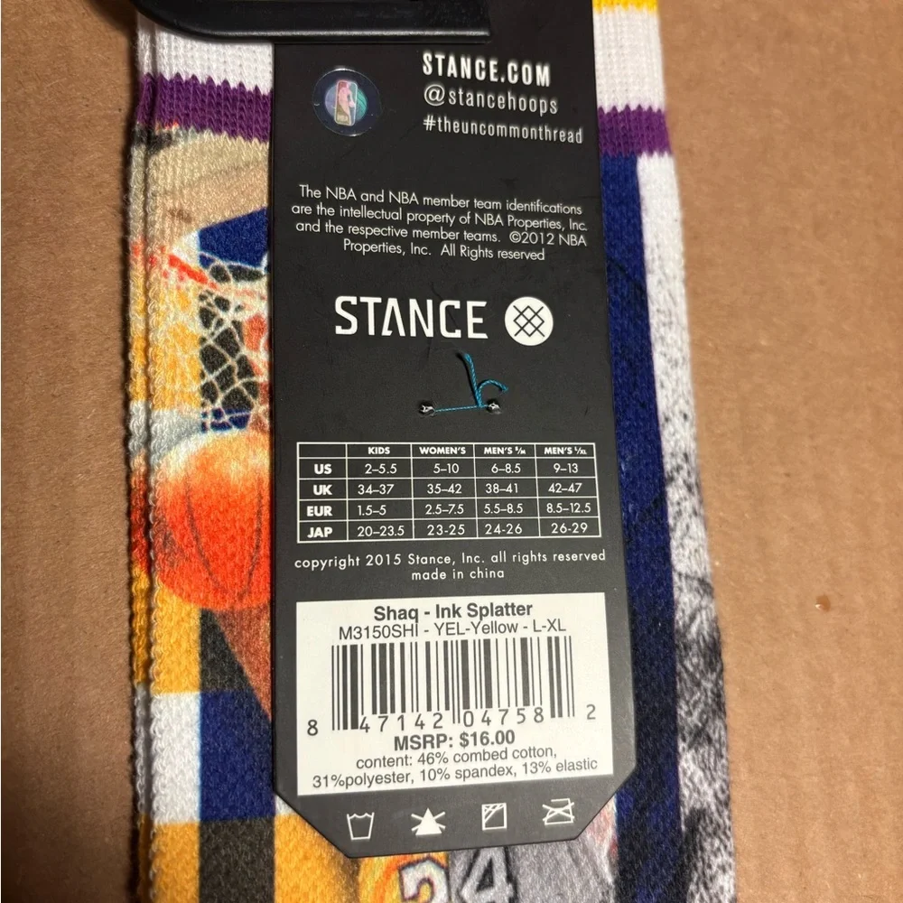 Stance Shaq Men's Multicolor Crew Socks Sz L-XL - Picture 5 of 5